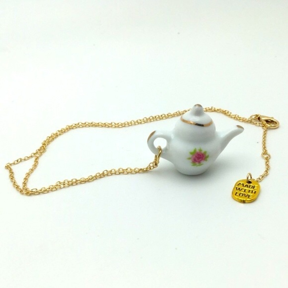 Bridgerton Ceramic Teapot Charm Necklace - Picture 2 of 13